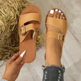 thumbnail image 6 of Aueoeo Women's Flat Slides Sandals Fashion Summer Comfortable Slippers Round Open Toe Casual Beach Shoes, 6 of 9