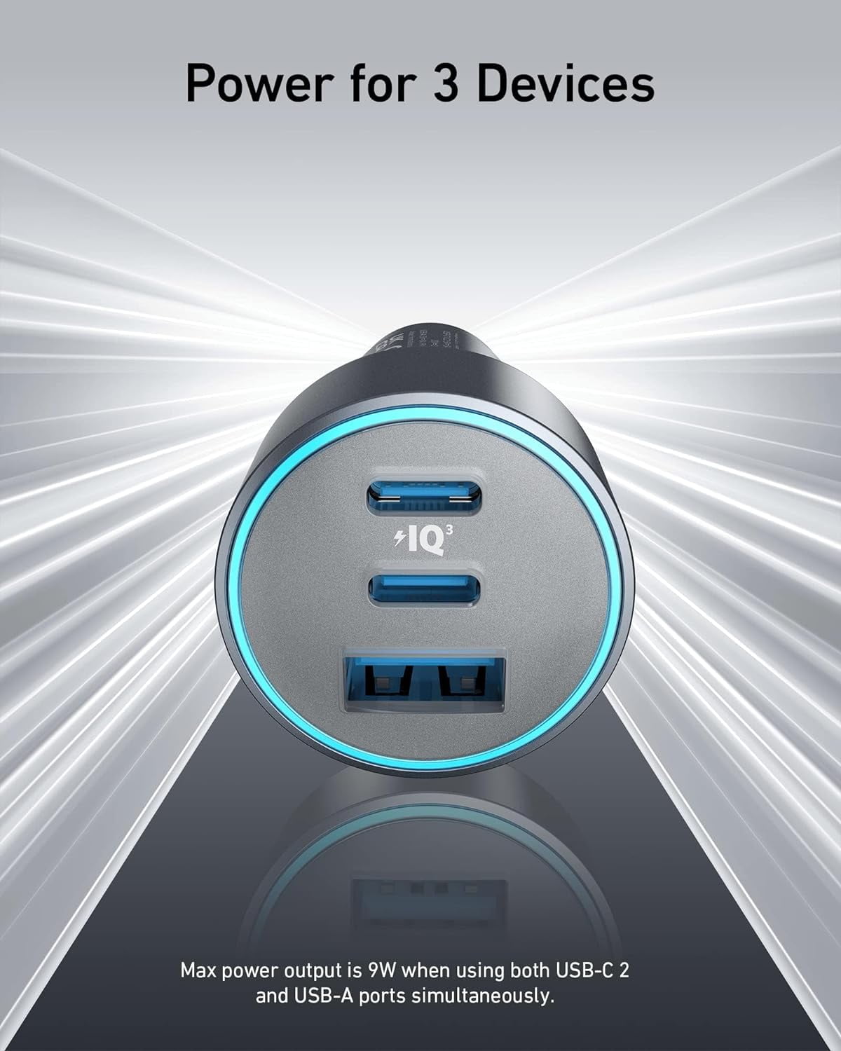 Anker USB-C Car Charger, 67W 3-Port Compact Fast Charger, 535 Car Adapter with PIQ 3.0 for iPhone 15/15 Plus/15 Pro/15 Pro Max, Galaxy S23, MacBook Pro, iPad Air, and More (USB-C to C Cable Included)