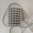 thumbnail image 2 of Bolso de mano con cuentas para mujer, con decoración de perlas blancas, para vestido de noche, con cadena interior desmontable, 2 of 5