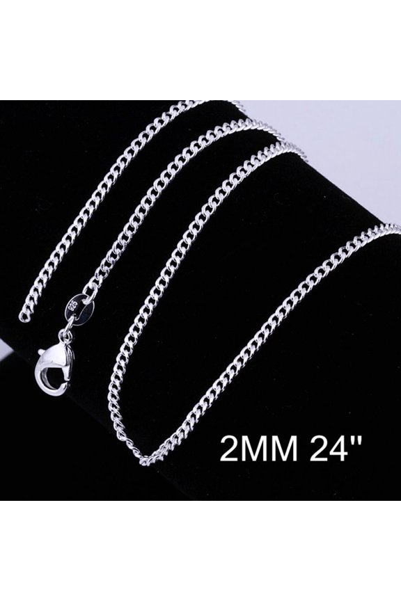 Unisex Link Necklaces Chain 2MM Punk Style Fashion Metal Necklace Pendant Accessory 16-24 Inch