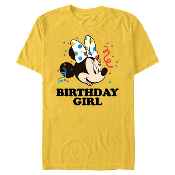Disney Minnie Mouse Birthday Girl - Short Sleeve Blended T-Shirt for Adults -Customized-Yellow