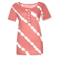 thumbnail image 2 of TIHLMK T Shirts for Women Pink Fashion Women Twill Button Neckline Short Sleeve Round Neck Casual T-shirt Gift for Womens Tops, 2 of 7