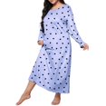 thumbnail image 1 of DAFEI Robe de Nuit Décontractée Grande Taille pour Femme, Imprimé Cœur, Manches Longues, Col Rond, Extensibilité Moyenne, Nuisette Ample, Robe Nuisette en Dentelle, 1 of 5