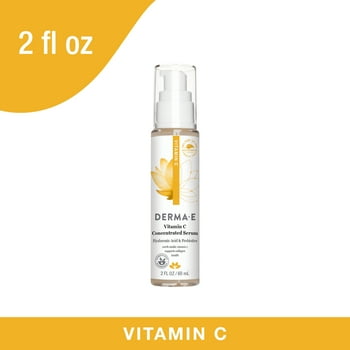 DERMA E  C Serum for Face with Hyaluronic , Concentrated Brightening Serum, Vegan, 2 oz