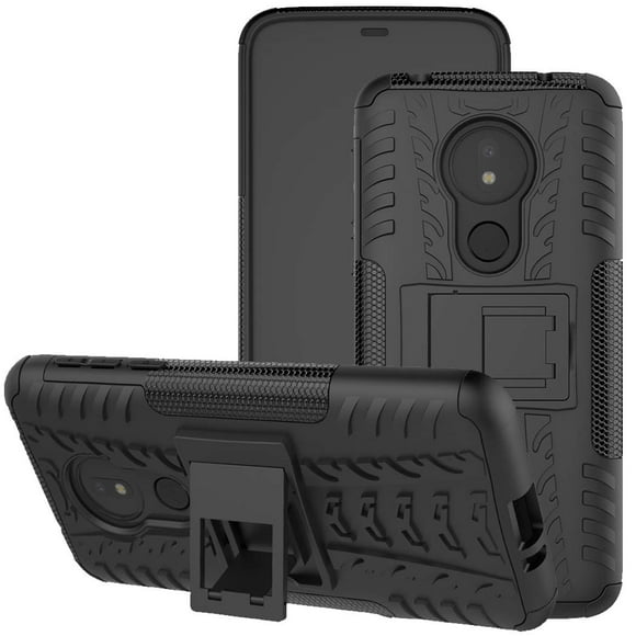 Moto G7 Power case, Moto G7 Supra Case, Viodolge [Shockproof] Hybrid Tough Rugged Dual Layer Protective Phone Case Cover with Kickstand for Motorola Moto G7 Power (Black)