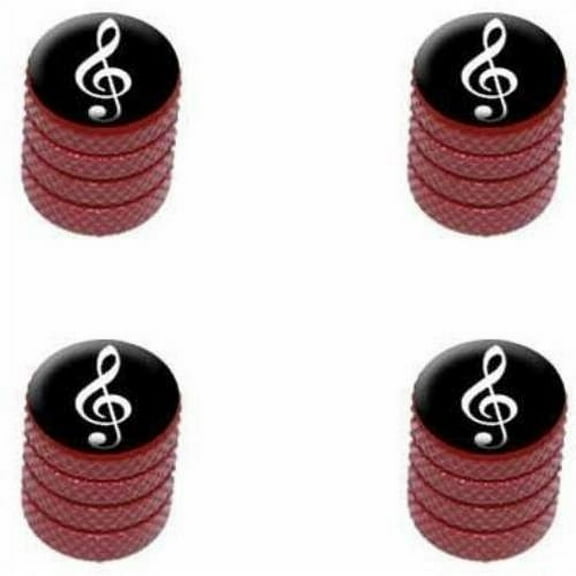 Vintage Treble Clef Music Black Tire Rim Wheel Aluminum Valve Stem Caps, Multiple Colors