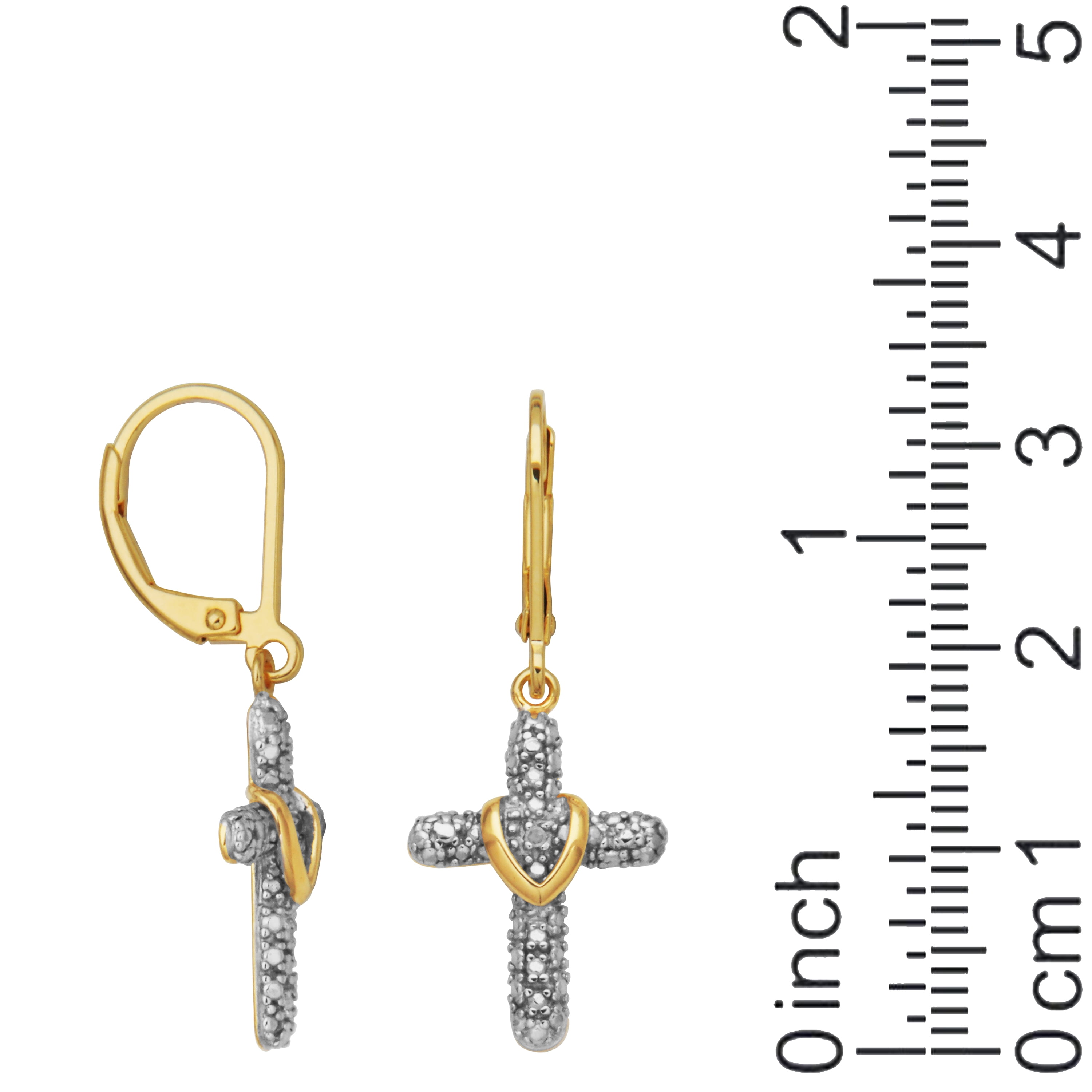 Forever Facets Diamond Accent Cross Earrings and Pendant Necklace Set in Gold over Sterling Silver, Adult Female