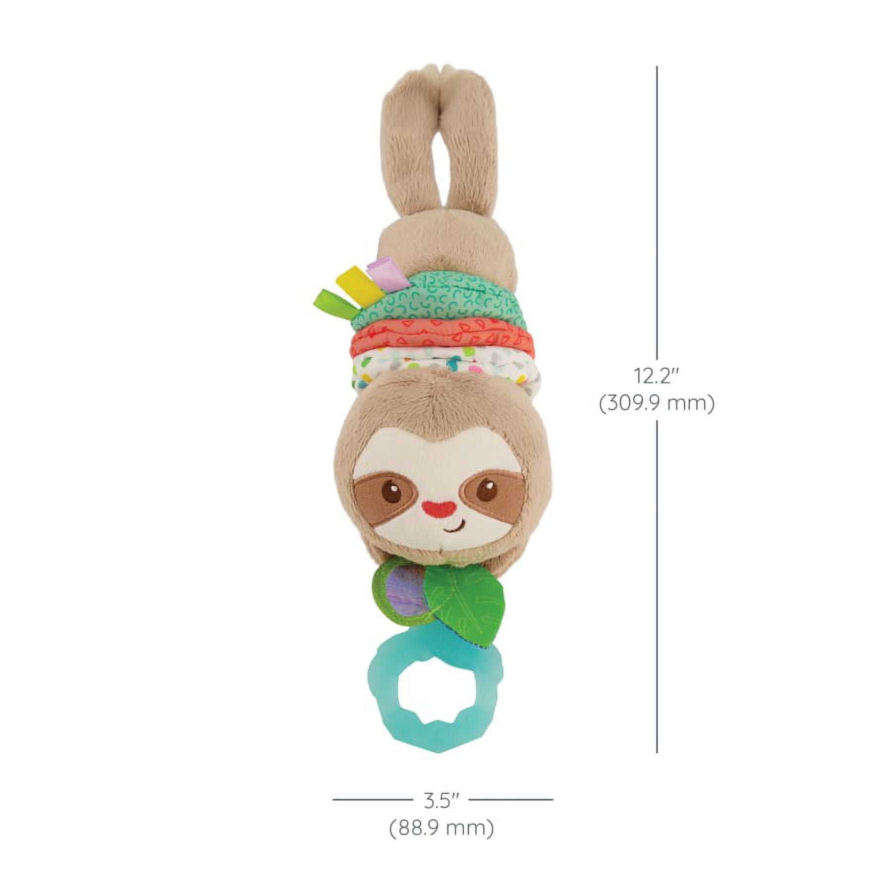 Infantino Music & Motion Pulldown Sloth, Hanging Plush Toy, BPA-Free Teether for Babies 0+ Months