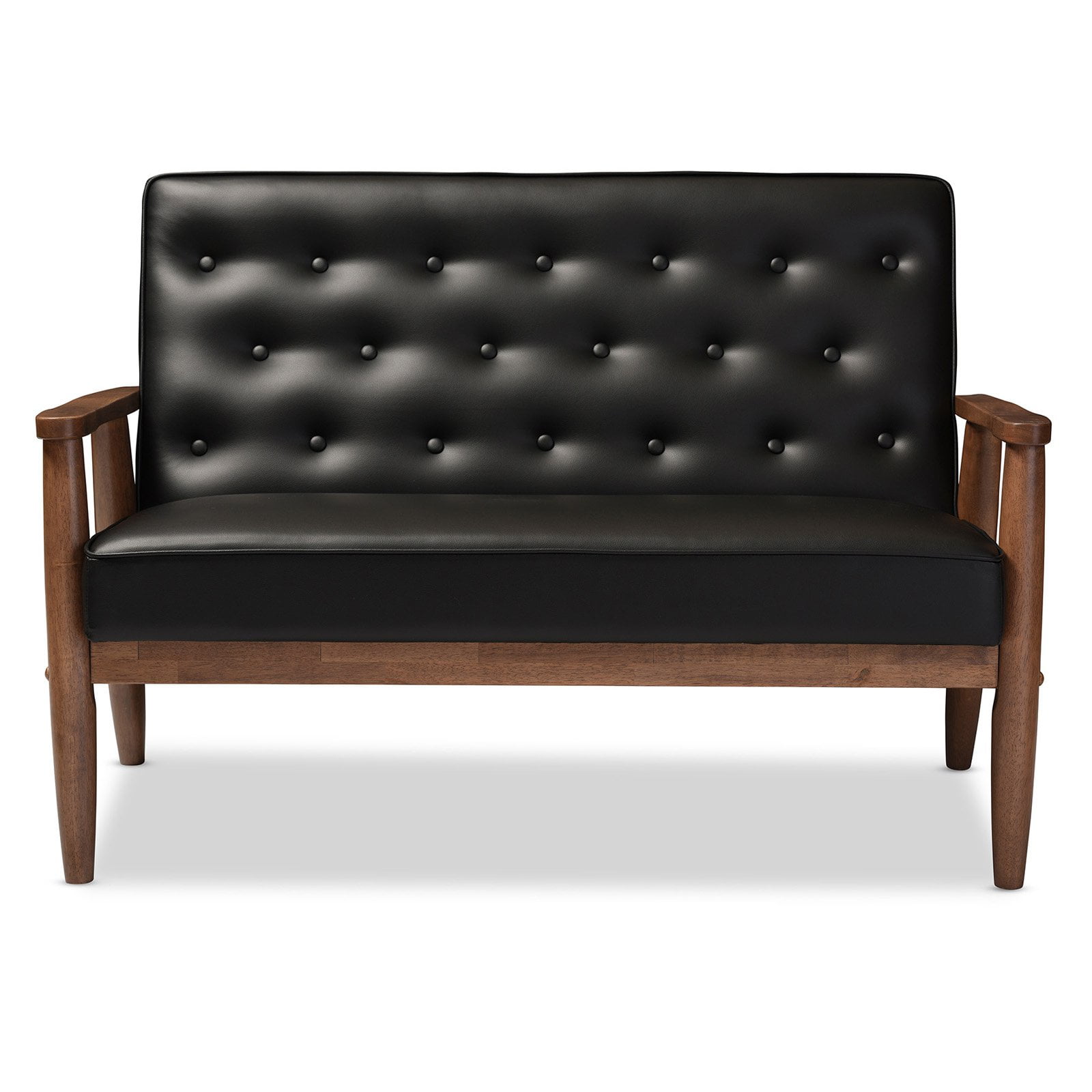 Bellamy Studios Sorbino Leather and Wood Loveseat
