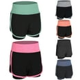 thumbnail image 1 of Women Running Shorts 2-in-1 Wide Waistband Coverage Layer Compression Liner, 1 of 8