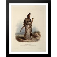 Mexkemahuastan, Chief of the Gros-Ventres of the Prairies, plate 20 from Volume 1 of 'Travels in the Interior of North America' 28x36 Large Black Wood Framed Print Art by Karl Bodmer