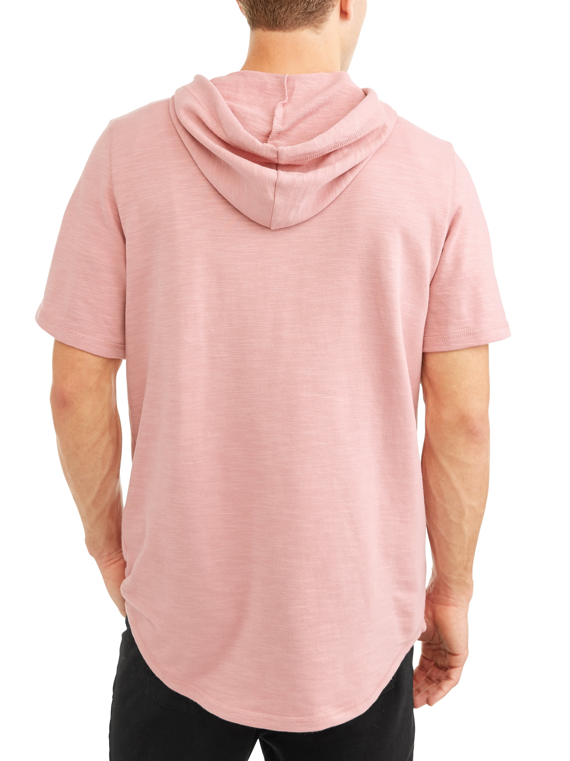 george men's short sleeve elongated slub hoodie