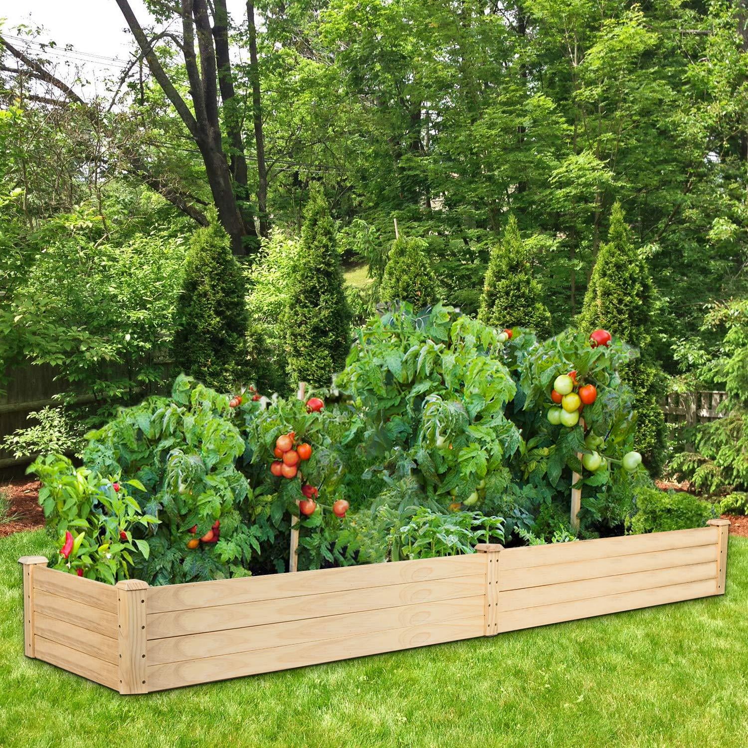 Canditree Wooden Raised Bed for Flowers 39.3x11.8x9.8 Vegetables Outdoor Planter Box Gardening for Patio Lawn Backyard 