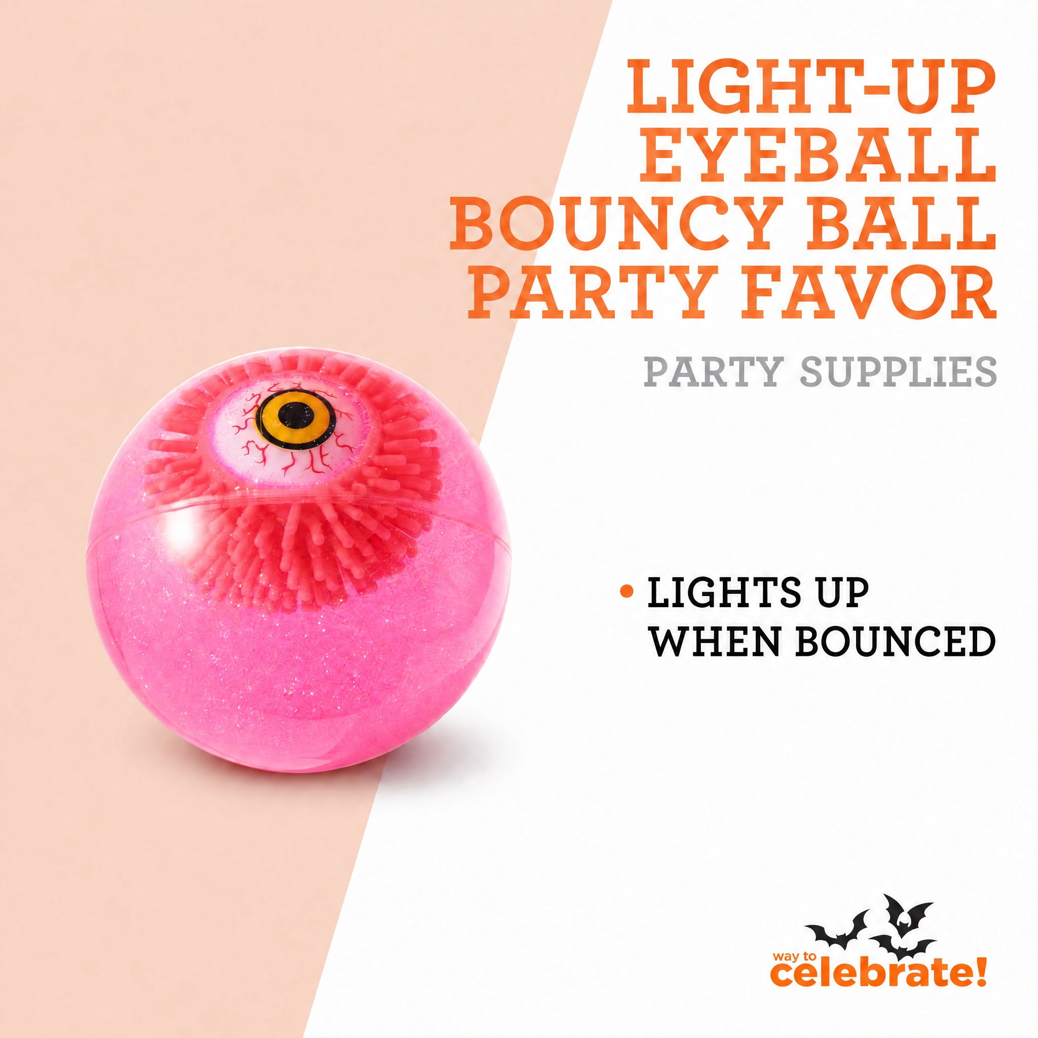 Light-Up Eyeball Bouncy Ball Party Favor, Pink, Halloween by Way To Celebrate