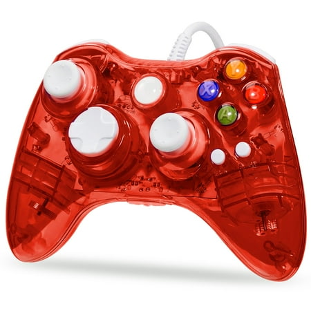 LUXMO Afterglow USB Wired Controller Gamepad for Microsoft Xbox 360 Console PC Win 7 8 10（Red)