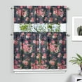 thumbnail image 2 of Pioneer Kitchen Curtains and Valance Set 36 Inch Tier Rose1 3 Pieces Set Dining Room Small Curtain Drapes Cafe Curtains Valance for Home Decor Rod Pocket, 2 of 6