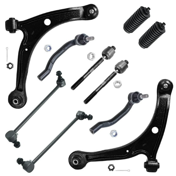 Detroit Axle - Front 10pc Suspension Kit for 2006 Acura MDX, 2006-2008 Honda Pilot, 2 Lower Control Arms 4 Outer & Inner Tie Rods 2 Sway Bar End Links 2x Boots Replacement