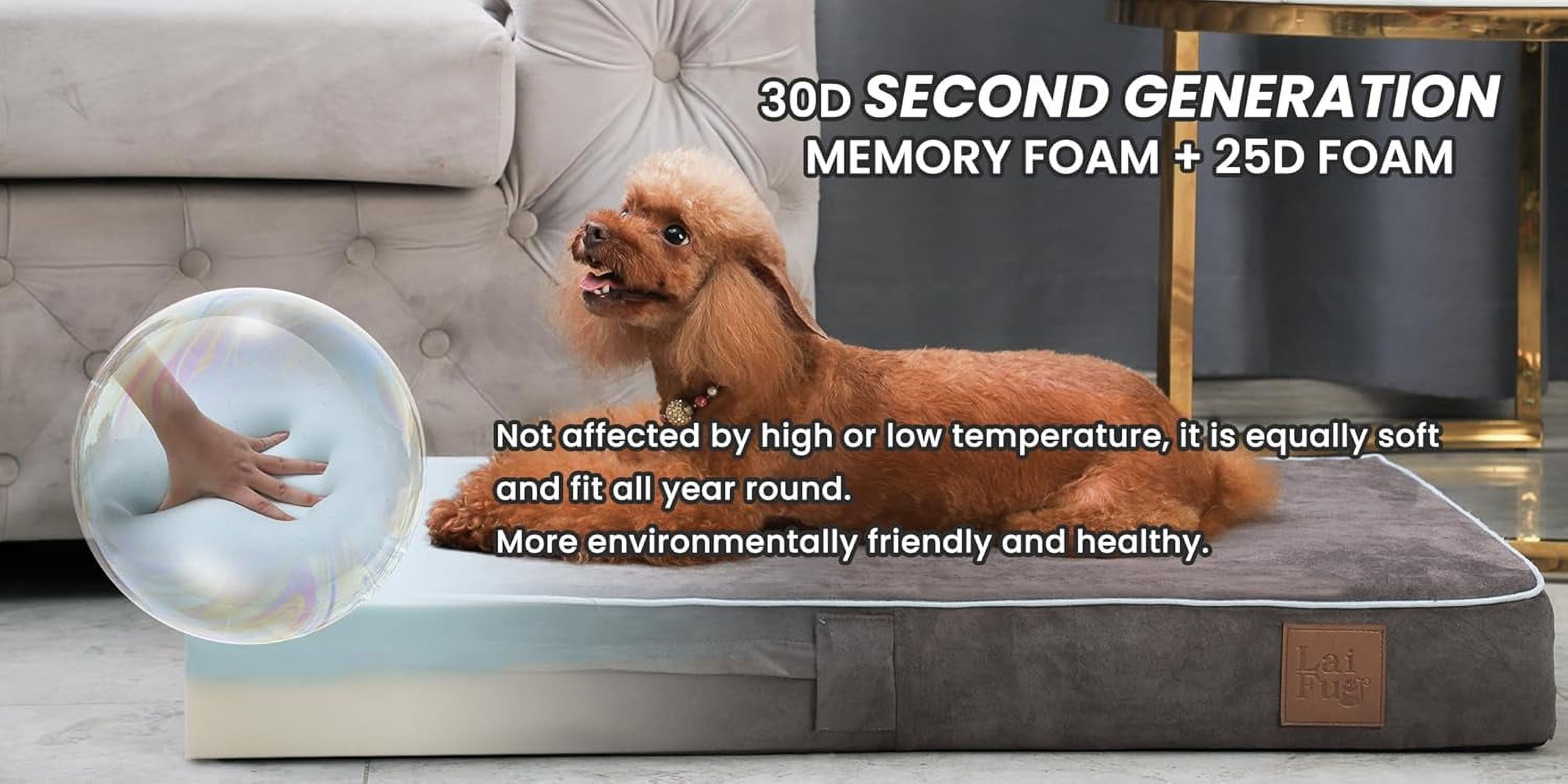 Laifug Orthopedic Memory Foam Dog Bed with Durable Waterproof Liner and Removable Washable Cover