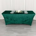 thumbnail image 4 of Efavormart 6ft Hunter Emerald Green Crushed Velvet Stretch Fitted Rectangular Table Cover, 4 of 5