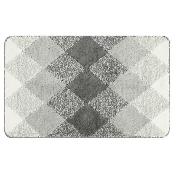 Unique Bargains Geometric Pattern Bathroom Rug Mat Soft Absorbent Bath Mat Non-Slip Carpet Grey 16" x 24"