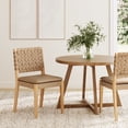 thumbnail image 2 of Nathan James Cohen 19 in. Wood Dining Chair, Mid-Century Modern Upholstered Side Chair with Hand Woven Faux Leather Backrest, Natural Brown, Set of 2, 2 of 3