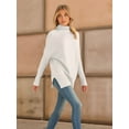 thumbnail image 6 of Women'S Oversized Loose Sweater Autumn Batwing Sleeve Ribbed Tunic Sweater Cream White XXL, 6 of 9