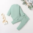 thumbnail image 3 of OUSITAID Winter Newborn Baby Boy Girl Clothes Set Ribbed Outfits Unisex Infant Solid Cotton Button Long Sleeve Tops Pants 2PCS, 3 of 6