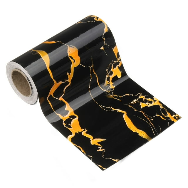 Uxcell Wood Grain Wallpaper Border 5" x 16.4ft Textured Frame Sticker, Black Gold