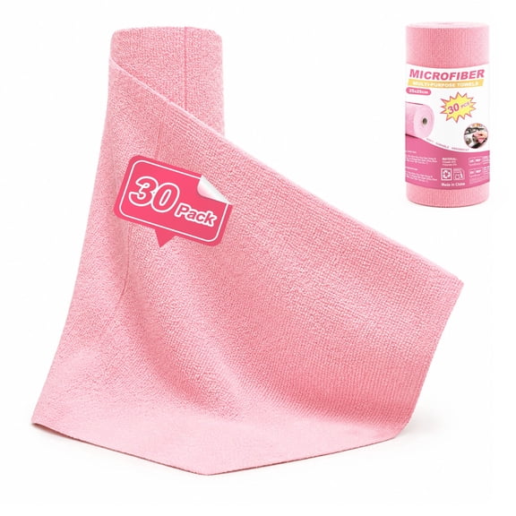 ZenClean Microfiber Cleaning Cloths Roll 30 Pack (Pink)