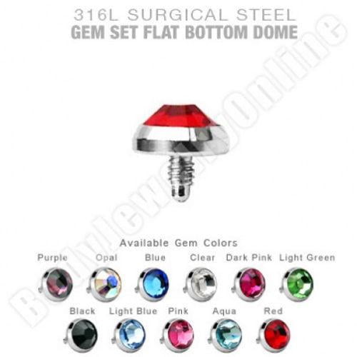 EG Gifts Dermal Anchor Top Body Jewelry Flat Gem 16g Surgical 3mm,4mm,5mm