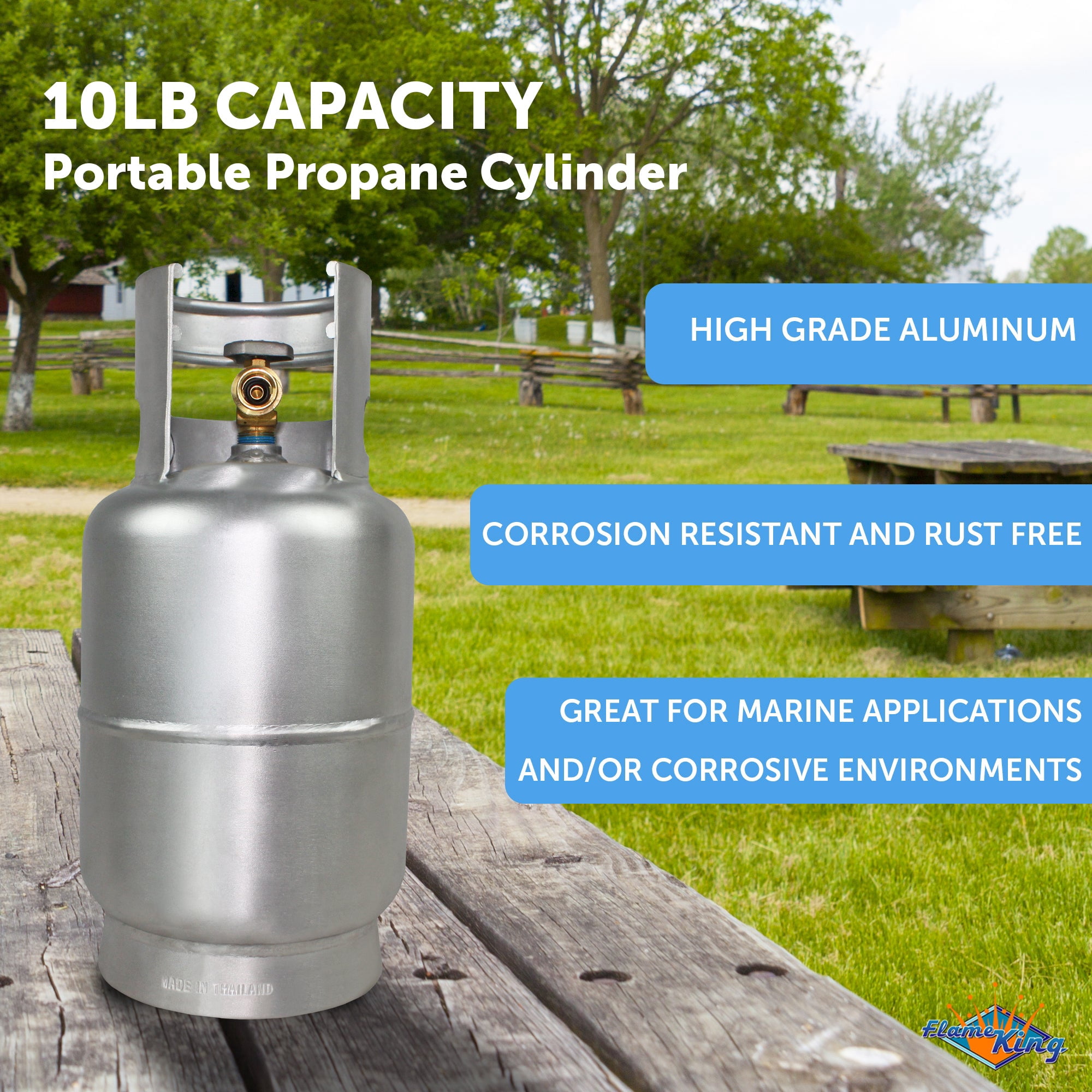 Flame King 10lb Aluminum Propane Tank with Opd Valve, Corrosion-Resistant for Outdoor Grilling and RV Use