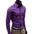 thumbnail image 7 of Men\'s Fashion Casual Solid Candy Color Long Sleeve Slim Fit Dress Shirt Top, 7 of 7