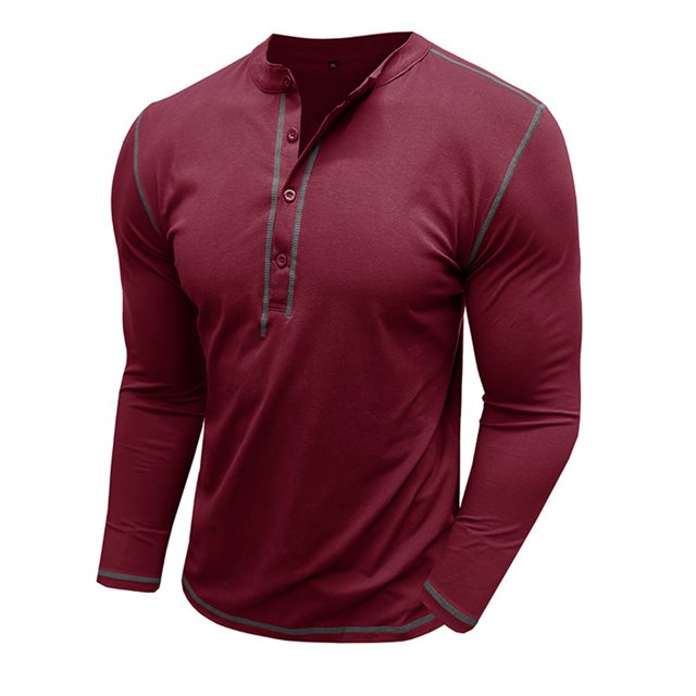 RXIRUCGD Blouse à Manches Longues Col Rond pour Hommes, Vin, Taille : L