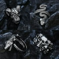 thumbnail image 2 of Juego de 16 anillos góticos punk de plata para hombres y mujeres, con diseño de rana, serpiente, mariposa, araña, ojo de animal, ajustable, estilo gótico, apilables., 2 of 5