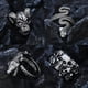 thumbnail image 2 of Juego de 16 anillos góticos punk de plata para hombres y mujeres, con diseño de rana, serpiente, mariposa, araña, ojo de animal, ajustable, estilo gótico, apilables., 2 of 5