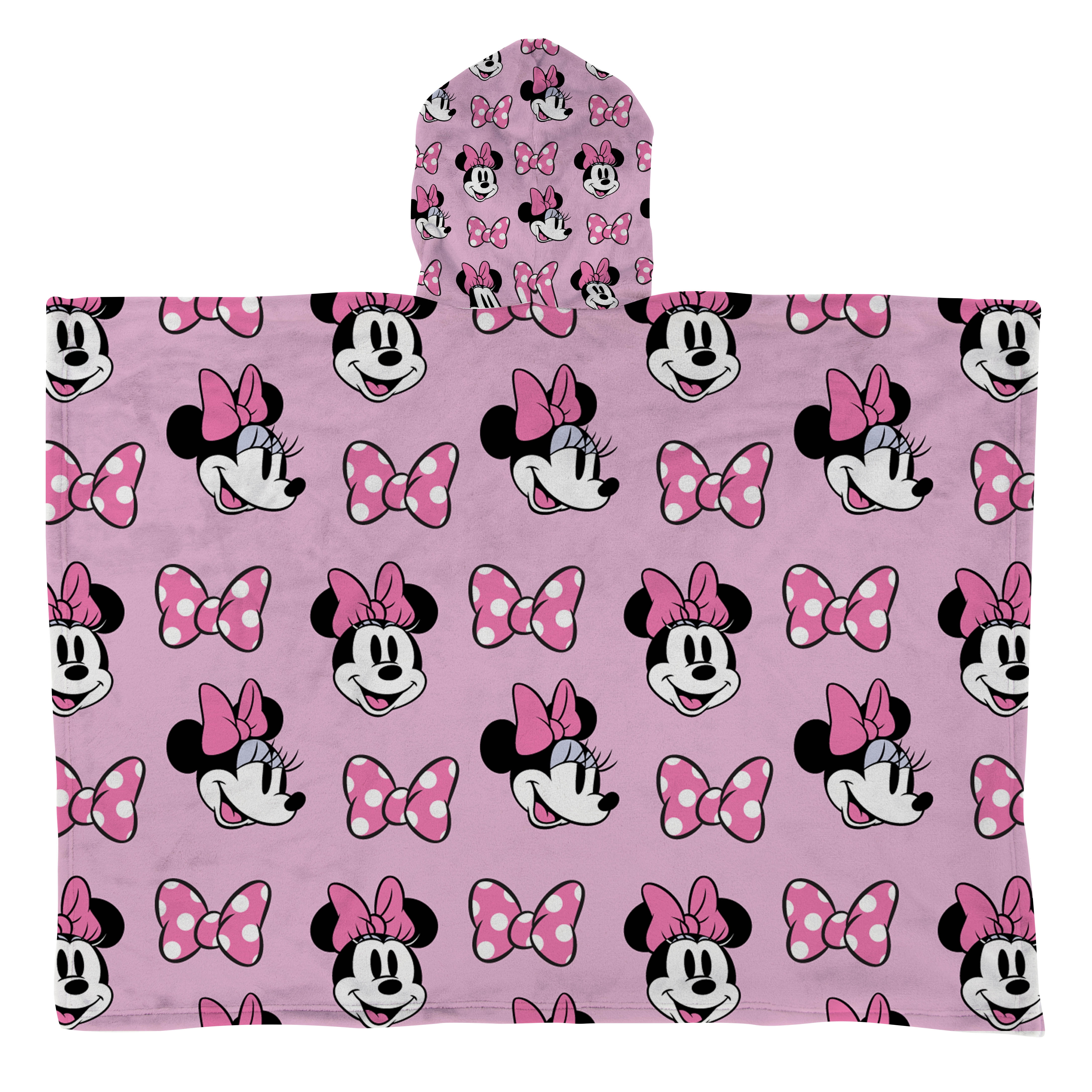 Minnie Mouse Couverture Poncho à Capuche au Toucher Soie 77 cm x 102 cm