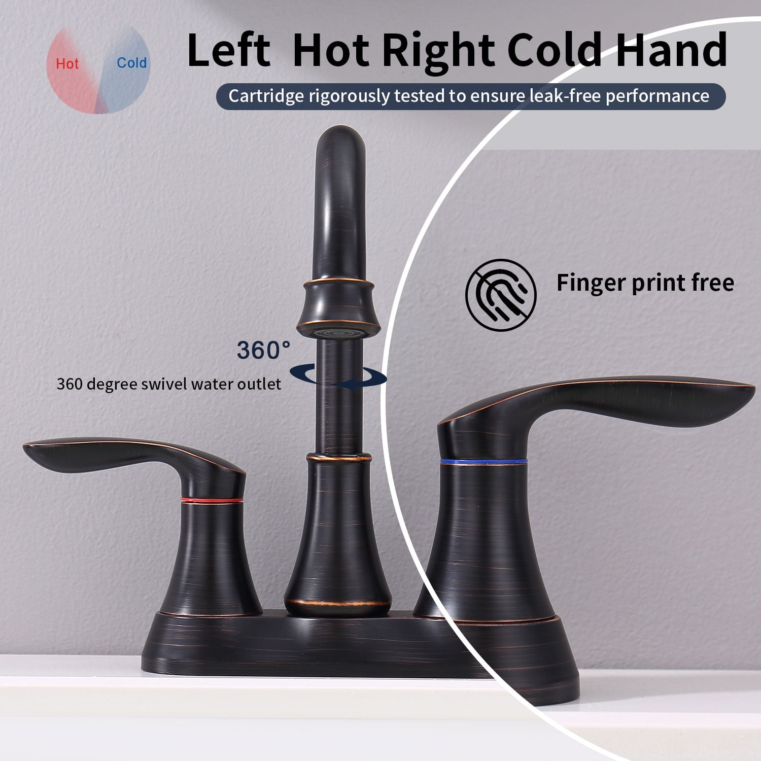 2-Handle 4-Inch Oil Rubbed Bronze Bathroom Faucet, Bathroom Vanity Sink Faucets with Pop-up Drain and Supply Hoses [Unable ship on weekends,+usps/fedex]