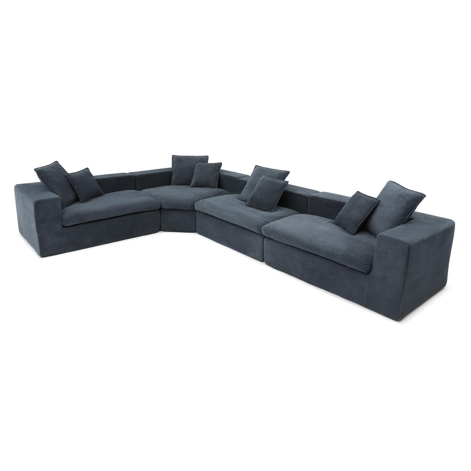 Demi Bonn 149" Cloud Sectional Sofa with L-Shape Chaise, Modern Deep Seat Modular Couch, Velvet Upholstered for Living Room or Bedroom, No Assembly Needed, Gray