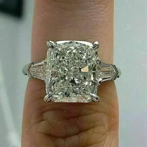 VVS1 3.7Ct Cushion Cut Lab Created Diamond Engagement 14K White Gold Filled Ring