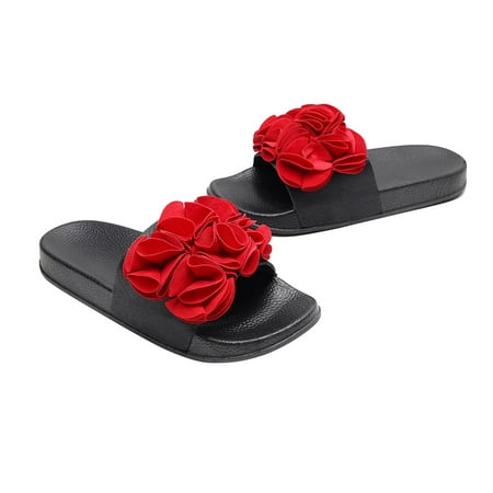 

2022 Women s Summer Outdoor Wear Sandals One-word Slippers Large Flower Casual