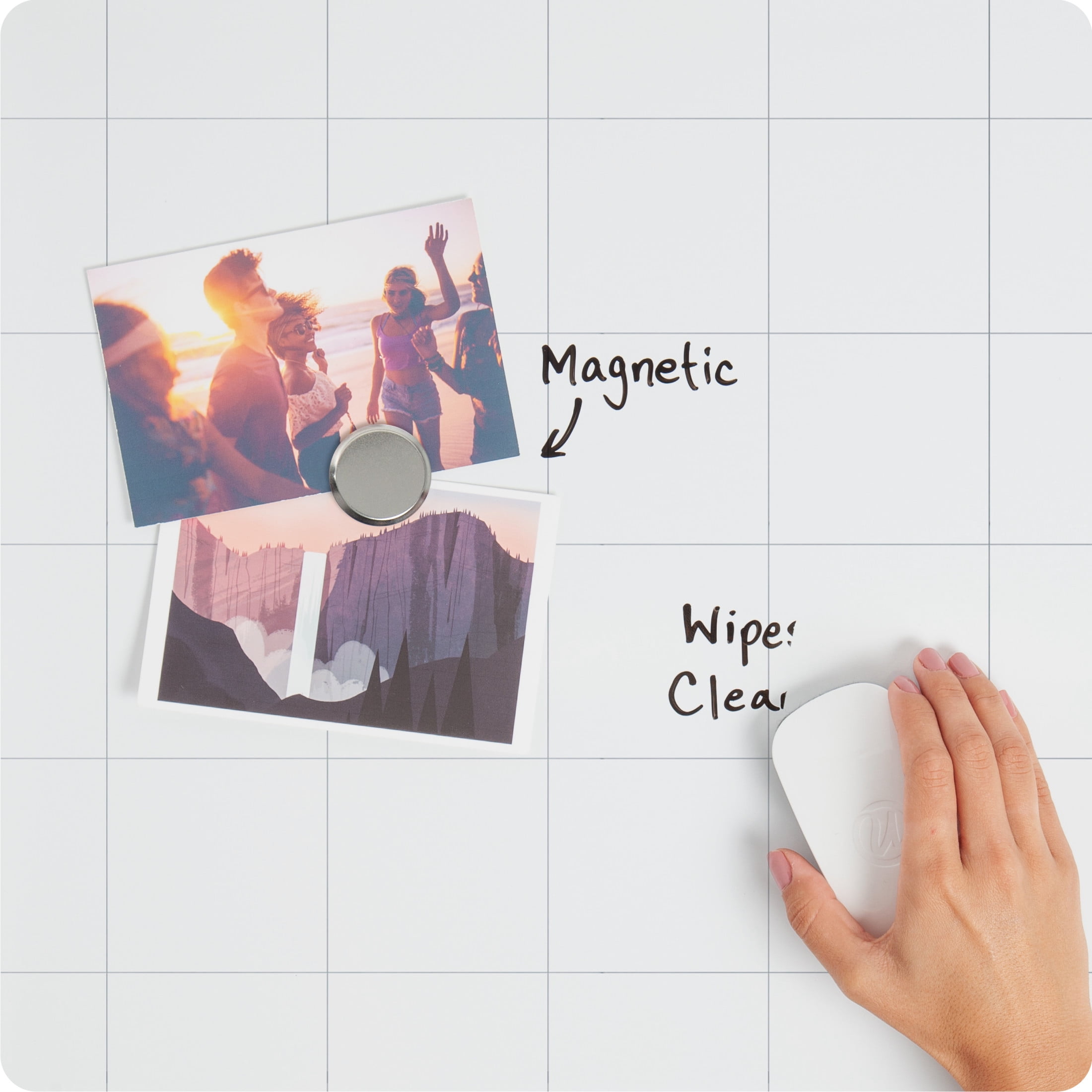 U Brands 30 x 20 Magnetic Dry Erase Calendar Whiteboard, White Wood Frame