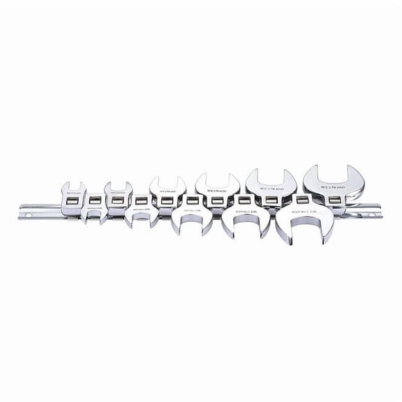 3/8" Drive, SAE, Crowfoot Socket Wrench Set, Open End, Chrome 54PR33