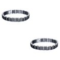 thumbnail image 4 of Jumpingount de cerámica blanca y negra, eslabón de cadena de acero inoxidable, estilo Simple para mujeres y hombres, accesorio de moda de 12mm de Negro 2Conjunto, 4 of 6