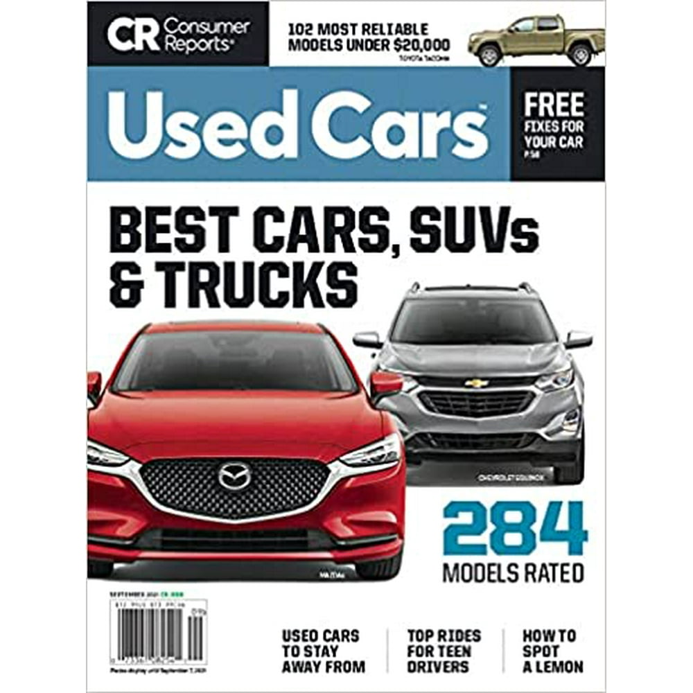 Consumer Reports Used Cars Magazine September 2021, Best Cars, SUVs