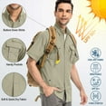 thumbnail image 3 of Men's Short Sleeve Fishing Shirts Sun Protection UV Hiking Cooling Quick Dry Shirts for Summer Beach Casual Tops, 3 of 10