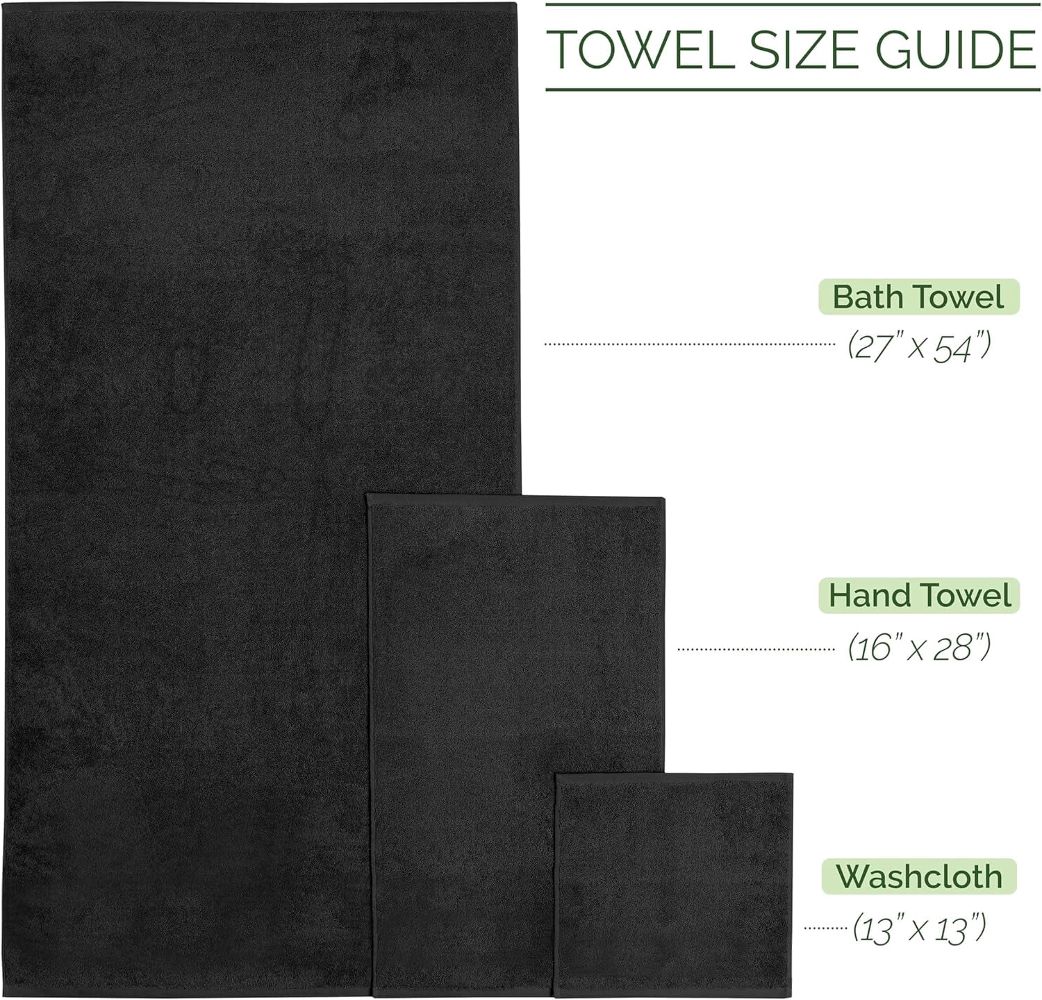 Elegant Comfort 100% Turkish Cotton Corduroy Ribbed Luxury Bath Towels 6-Piece Set, Premium Feel - Quick Dry, Highly Absorbent, Contains 2 Bath Towels, 2 Hand Towels, and 2 Washcloths, Black