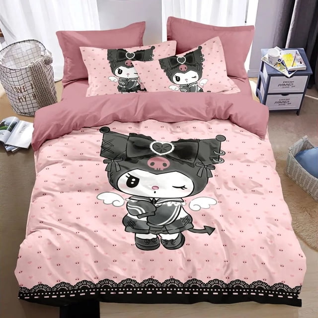 Sanrios Hello Kitty Melody Pochacco Bedding Set Four Piece Bedding Girl Heart Double Pillowcase Bed Linens Dorm Bedclothes RJ