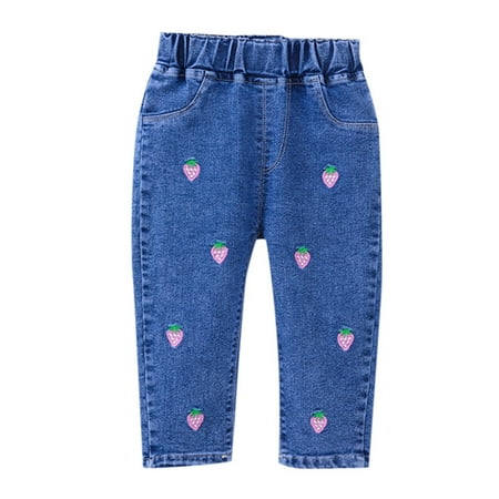 

IEUIBX Smarty Pants Baby Girls Denim Jeans Toddler Kid Pants Jeans Soft Elastic Waist Denim Pants Pink 6-12 Months