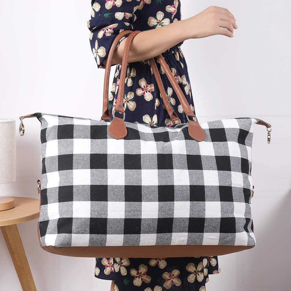 Buffalo Plaid Weekender Bag Duffle Bag 