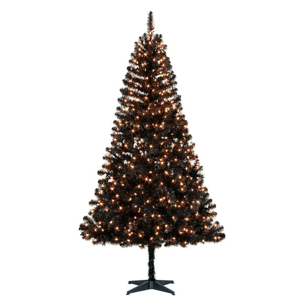 Holiday Time Prelit Pine Christmas Tree 6.5 Ft, Black - Walmart.com